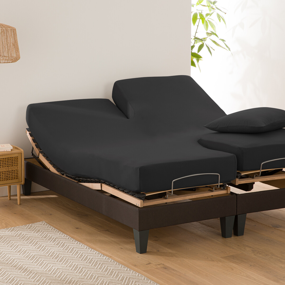 LA REDOUTE INTERIEURS<br>Lençol de algodão liso com elástico, base de cama ajustável, Scenario