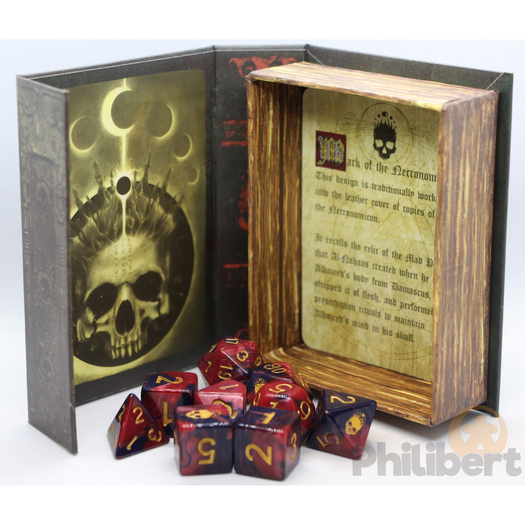 Set de 9 Dés JDR Elder Dice: Mark of the Necronomicon (Red & Inky Black)