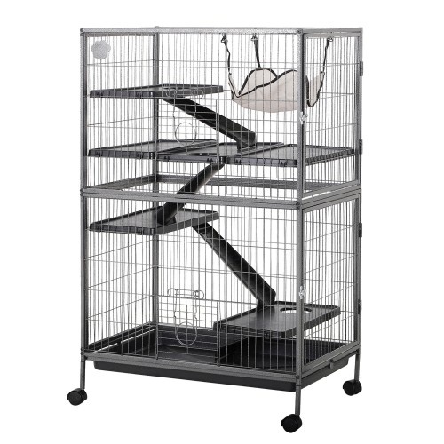 Gaiola grande para roedores Pawhut, cinza