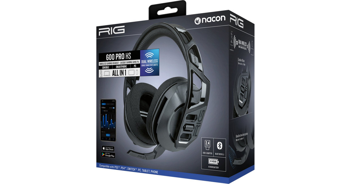 NaconRIG 600 PRO HS over-ear gaming headset  (Zwart, PlayStation 5, PlayStation 4, Windows, Nintendo Switch, Android, iOS)