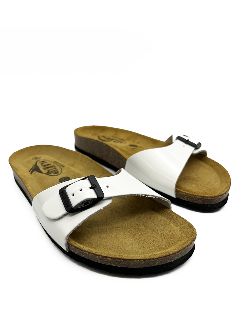 PLAKTON MULES FEMME VERNIS BLANC