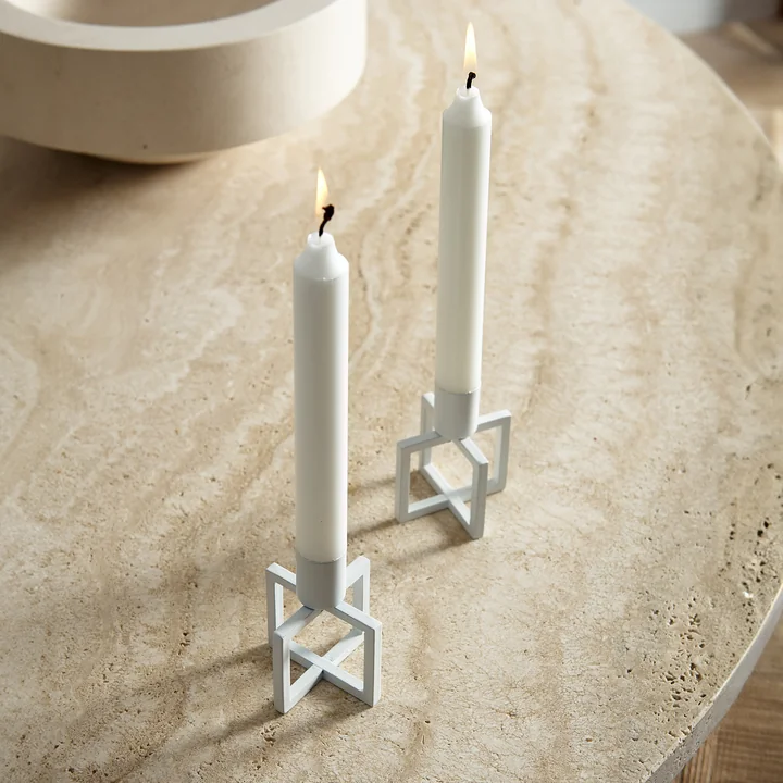 HANA - OneFlame Kerzenständer H 11,3 x Ø 7 cm, weiss (2er-Set)