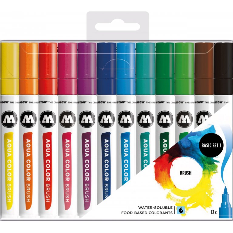 Molotow Aqua Color Brush Marker, 12er-Set