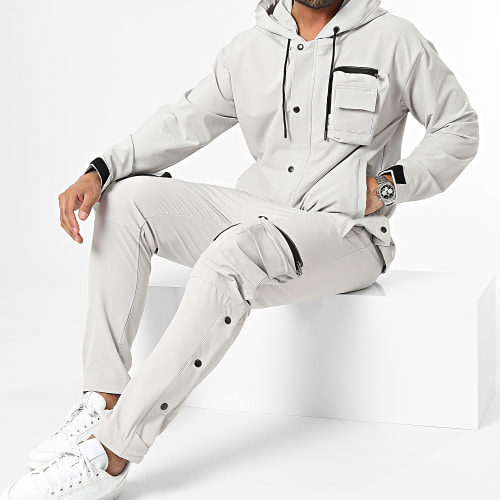 Ensemble Veste Zippée Et Pantalon Cargo Gris