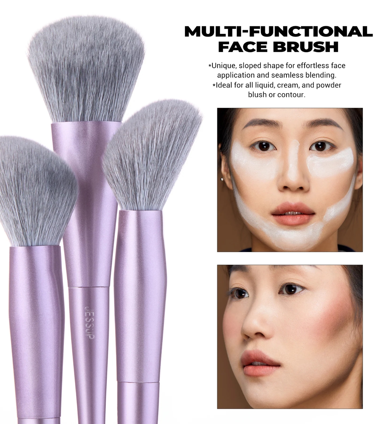Jessup Beauty - *Everyday Glam* - Conjunto de Pincéis Face Coverage Trio - T513