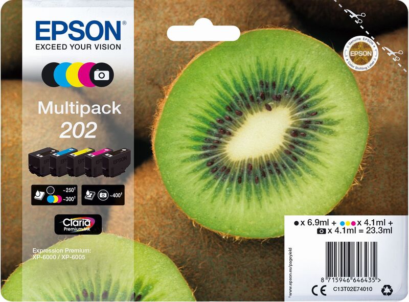 Epson 202 Tintenpatronen Multipack, cyan, gelb, magenta, schwarz