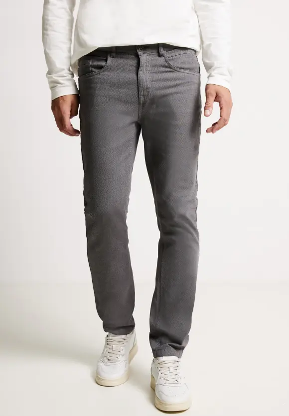 Slim Fit Hose mit Struktur - carbon grey