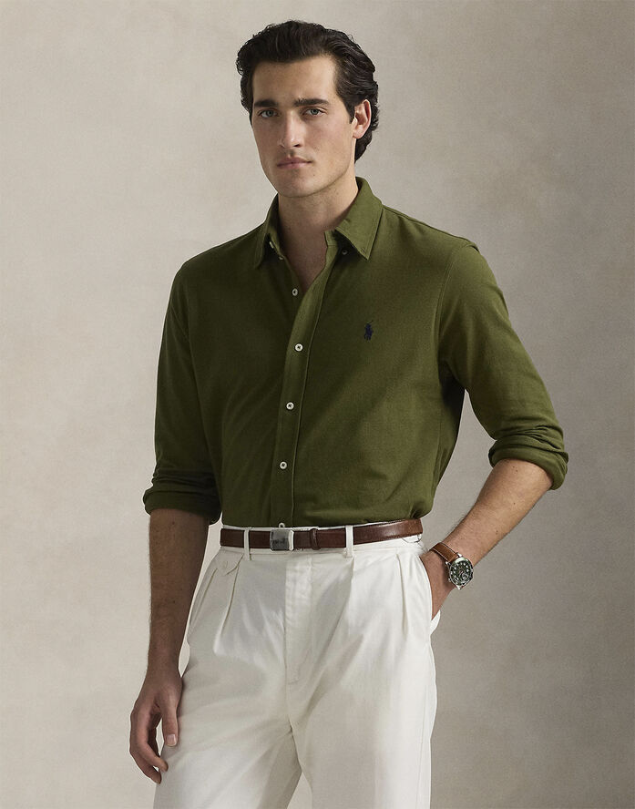 Polo Ralph Lauren FEATHERWEIGHT MESH-LSL-KNT New olive/c7927