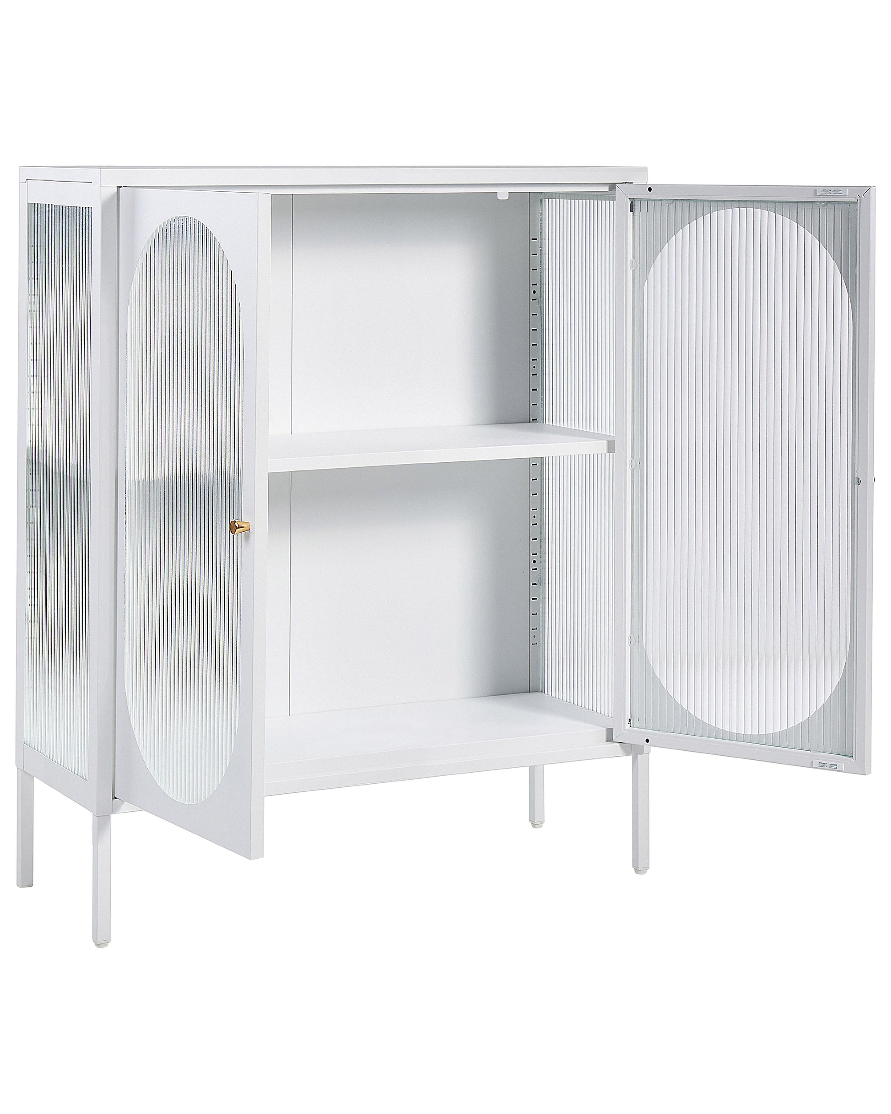 Dressoir met glazen deuren SARRE Metaal 90 cm Wit