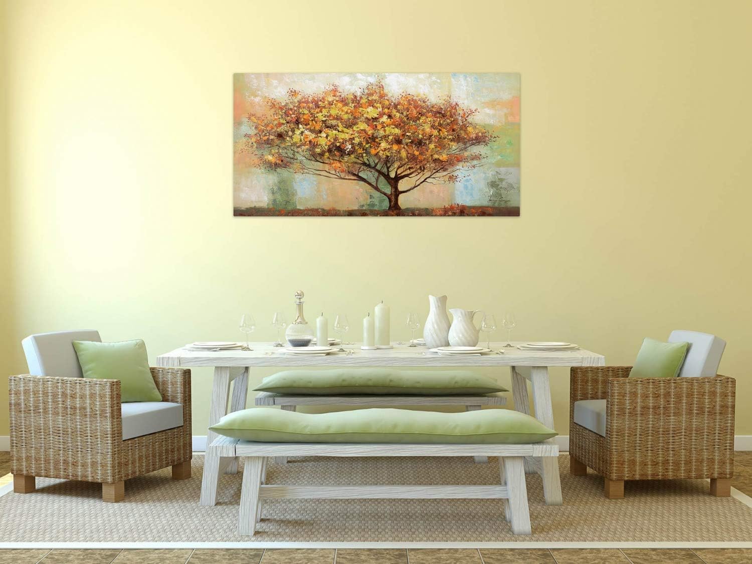 KunstLoft Leinwandbild | 100% HANDGEMALT | 120x60cm | Gemälde 'No Man's Land' | Wald & Bäume | Braun | Wandbild Wohnzimmer