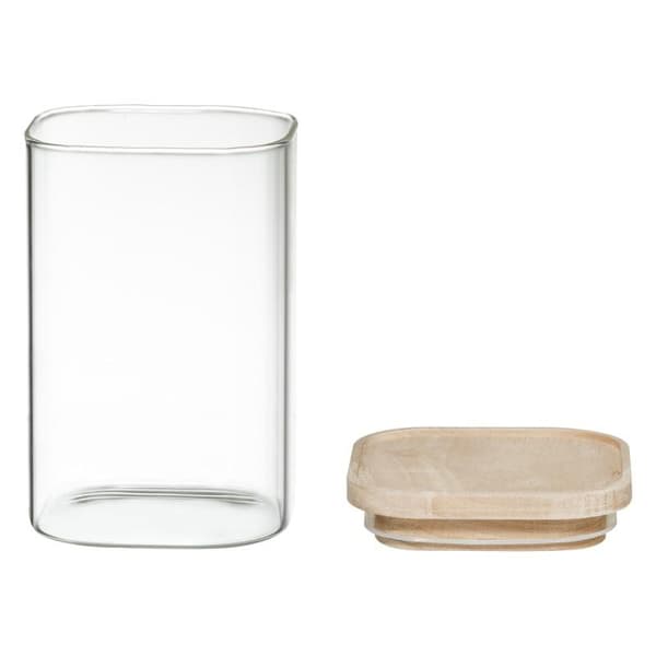 4 stablebare glasskrukker med trelokk