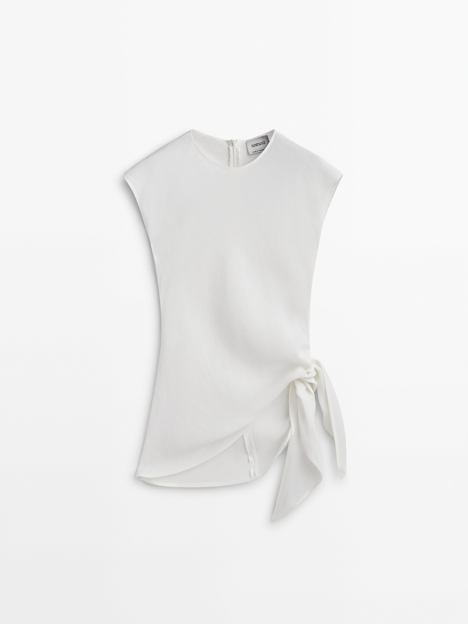 Camisa de linho com detalhes em nude - BRANCA