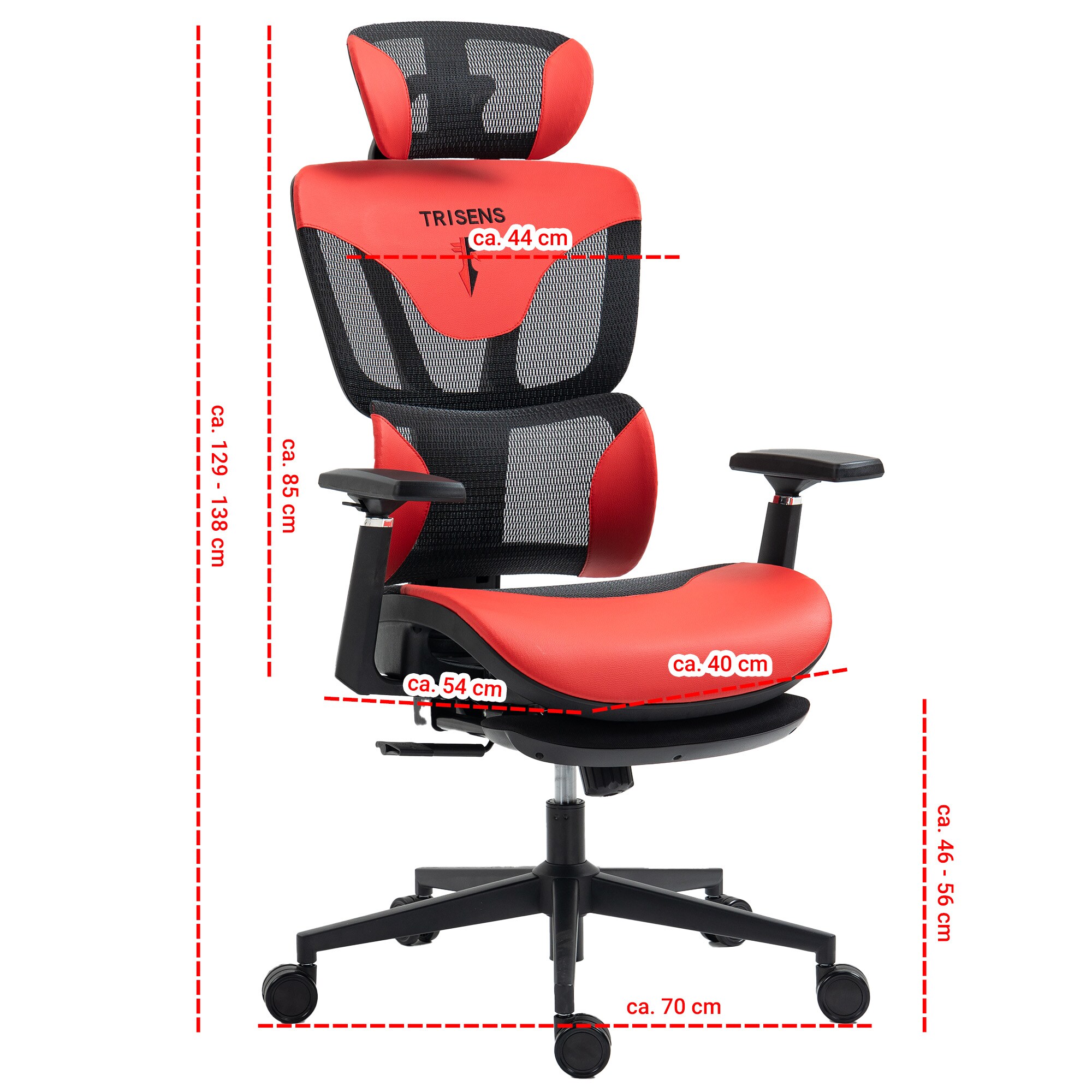 Bürostuhl in modernem Racing-Design - ergonomischer Gaming Schreibtischstuhl mit Nacken- und Lordosenstütze - komfortabler Gaming Stuhl mit atmungsaktiver Netzrückenlehne und Wippfunktion