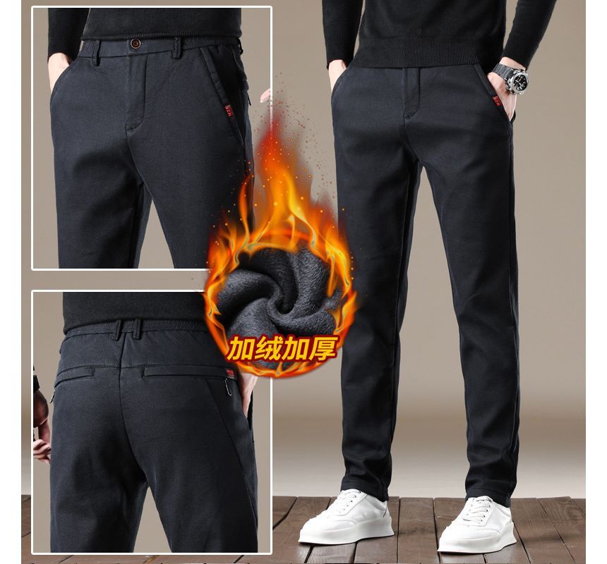 Denimic - Middelhoge effen rechte broek
