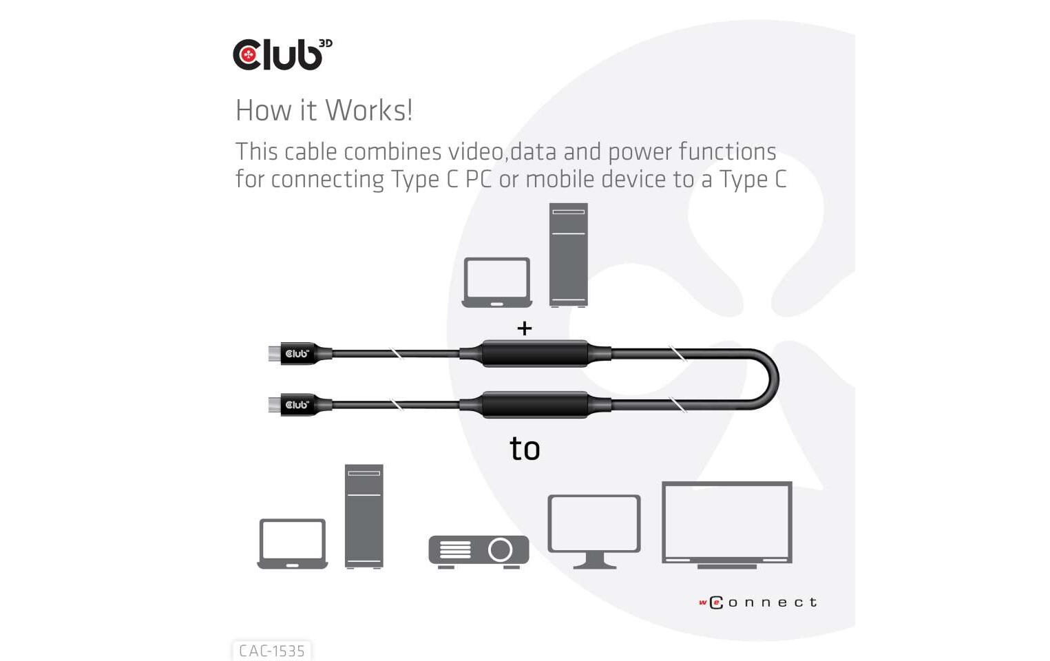 Kabel USB Type-C - USB Type-C, 5 m, 8K60HzUSB 3.2 Gen2 Typ C auf C, aktives bidirektionales Kabel 8K60Hz