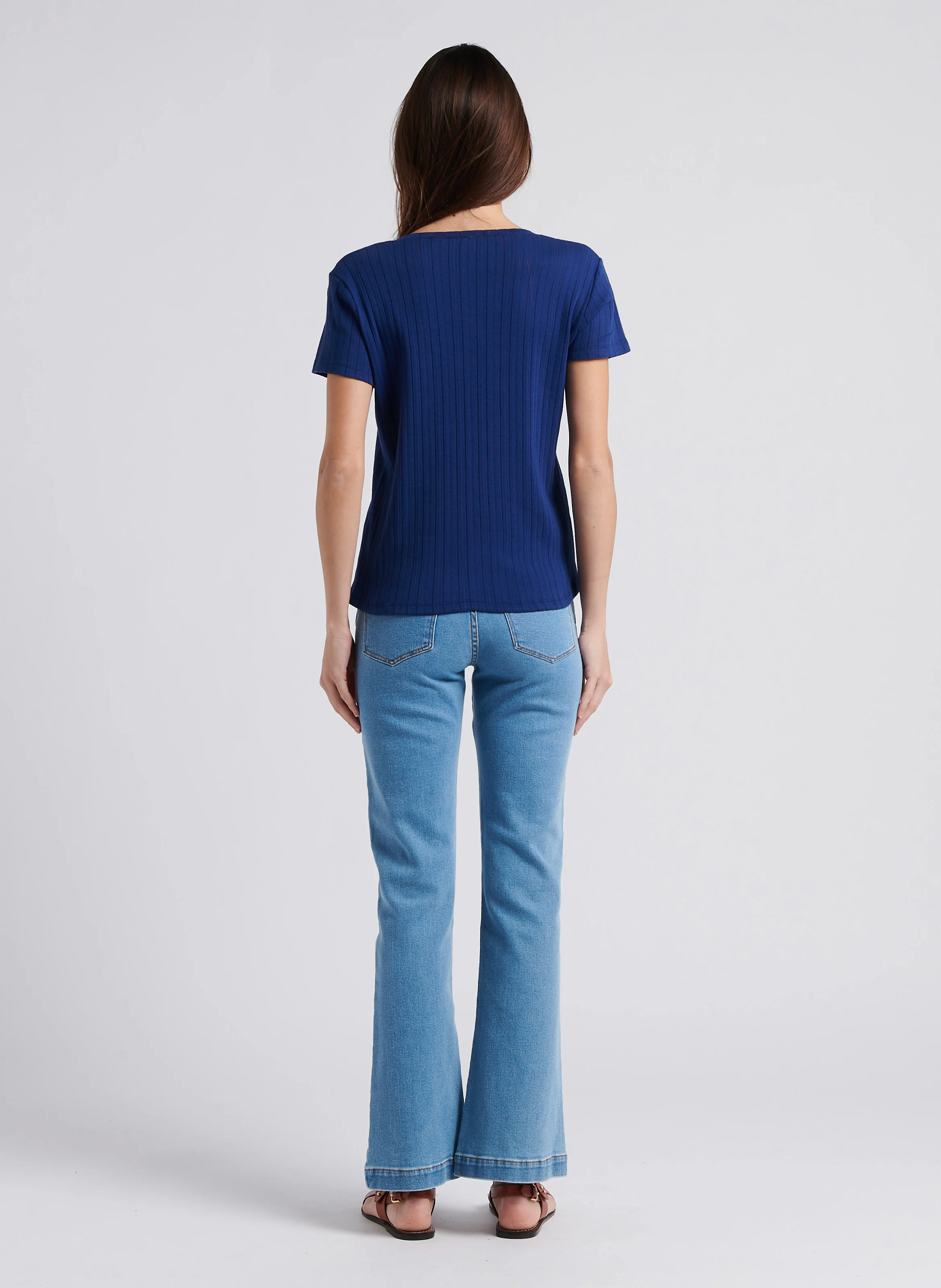 Jean flare en coton mélangé | Bleu