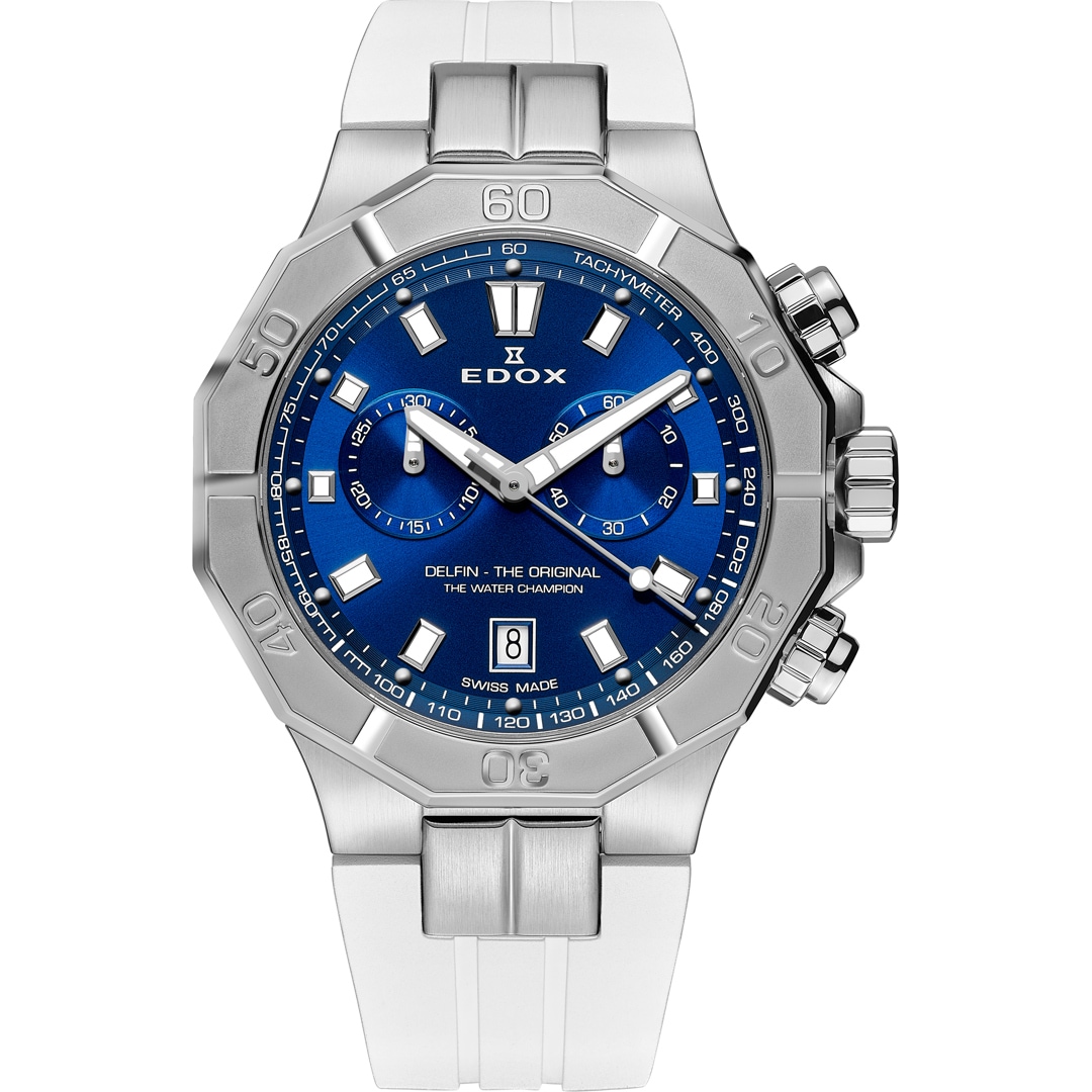 Edox Delfin Chronograph Blau / Weiss