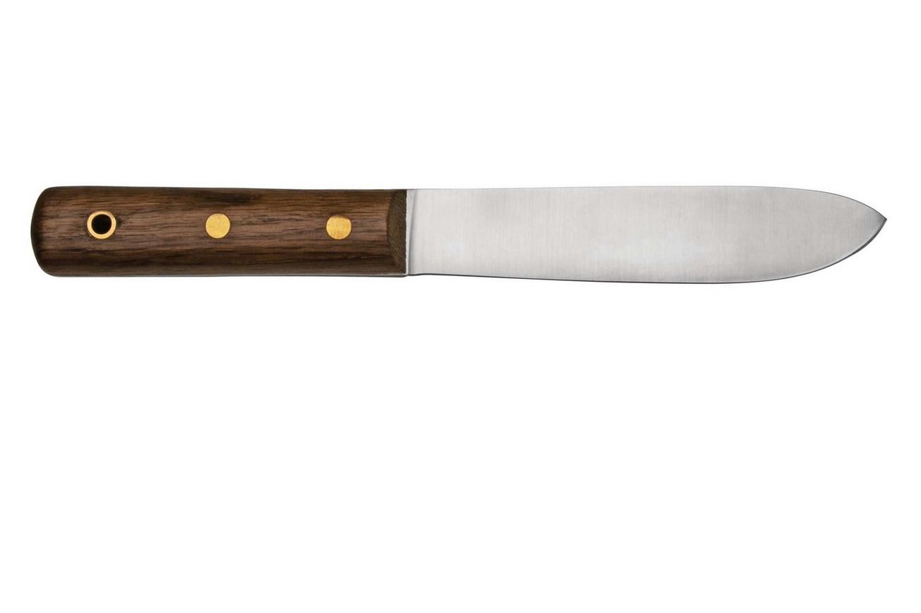 Otter Sailor and Boat Knife 901R, Stainless, Smoked Oak, Leather Sheath, vaststaand mes