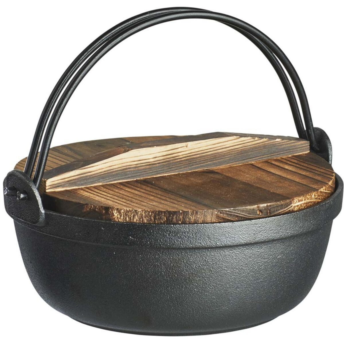 Støpejernsgryte med ovnssikkert lokk og trelokk Ø 21 cm 1,8 l