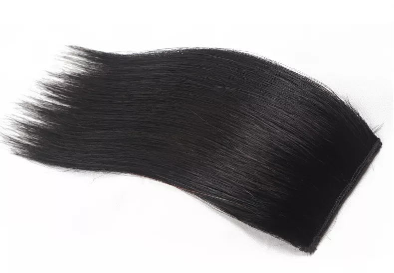 (12cm) Kunsthaar Extensions Clip-In Fransen Haarverlängerung - Schwarz
