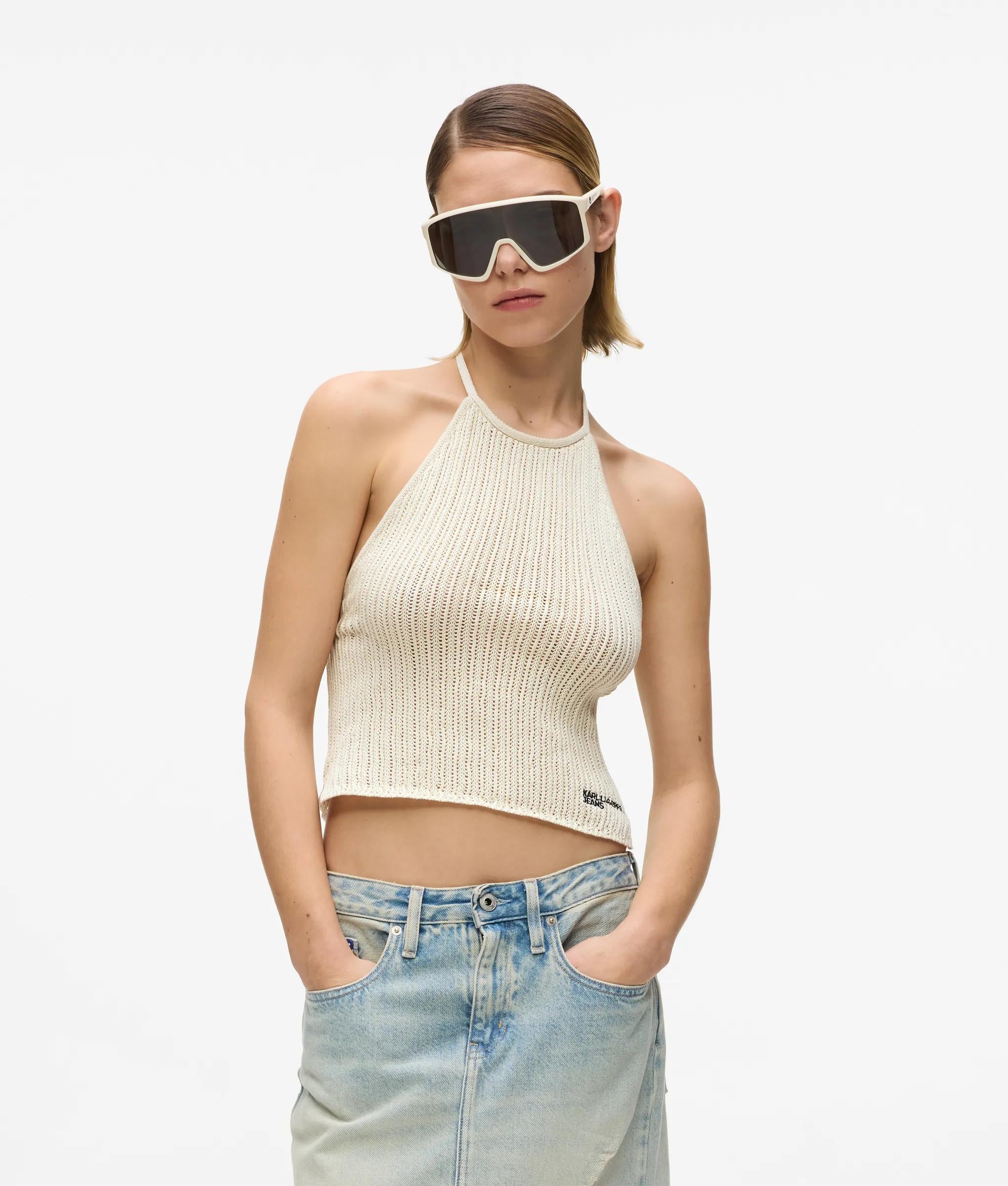 Gebreide halternek top