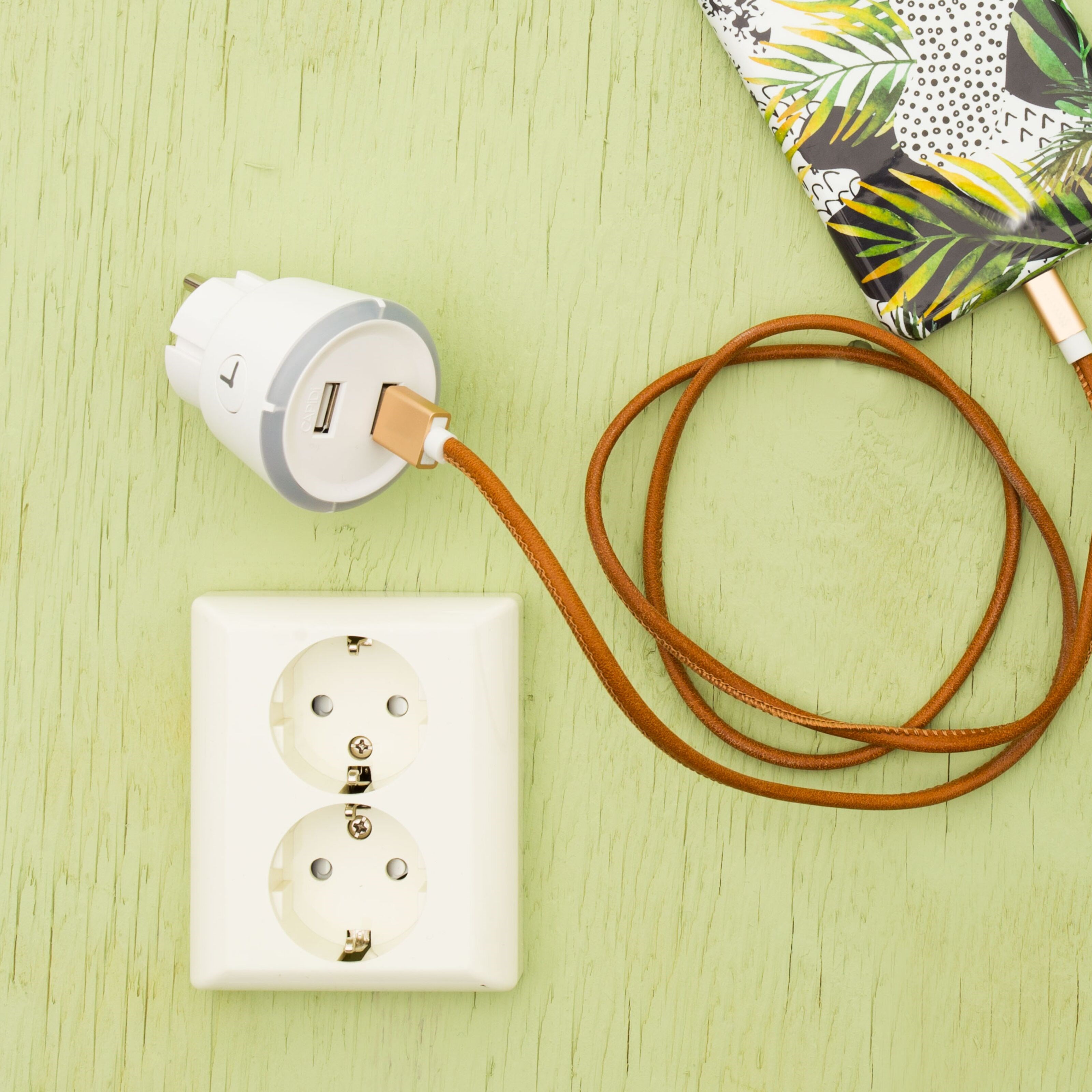 Capidi USB-sikkerhetstimer med to porter - 3,4 A Hvit