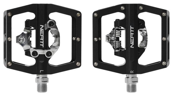 Paire de Pédales Semi-Automatiques avec Cages Neatt Single Side SPD Noir