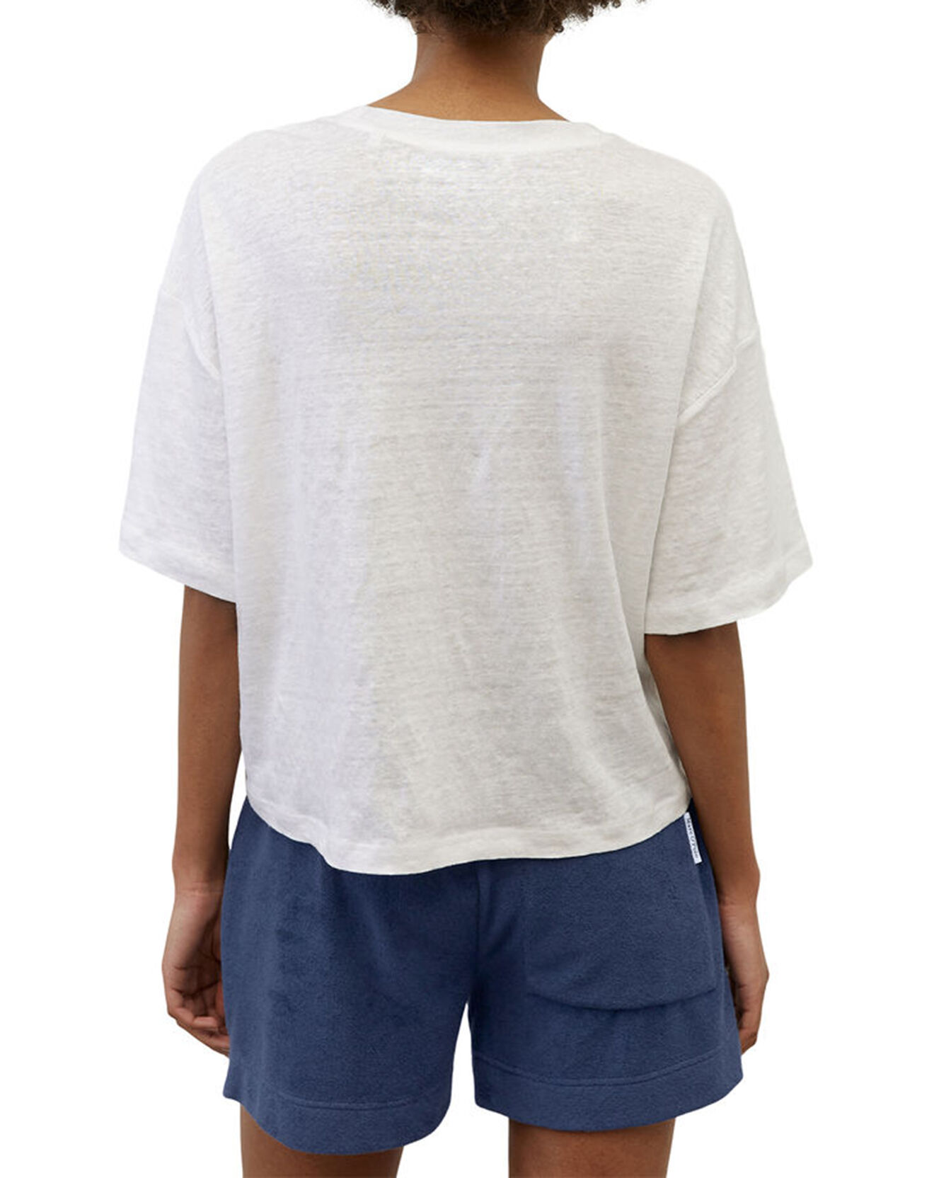 Marc O'Polo T-Shirt 100% Lin Print Mop 67 blanc/bleu