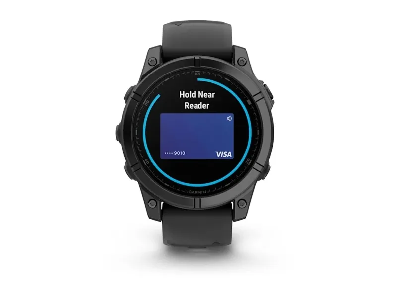 Garmin fenix E - 47 mm - skifergrå stål - sportsur med bånd - silikone - sort - håndledsstørrelse: 125-208 mm - display 1.3