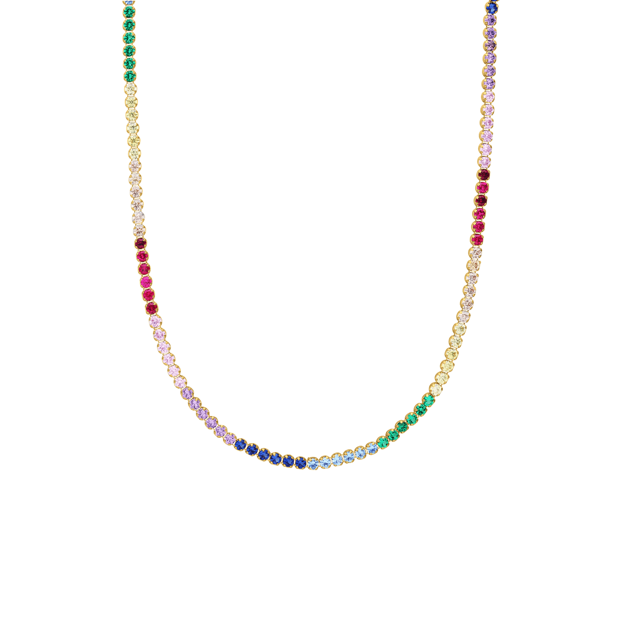 Zilveren goldplated tennisketting zirkonia multi