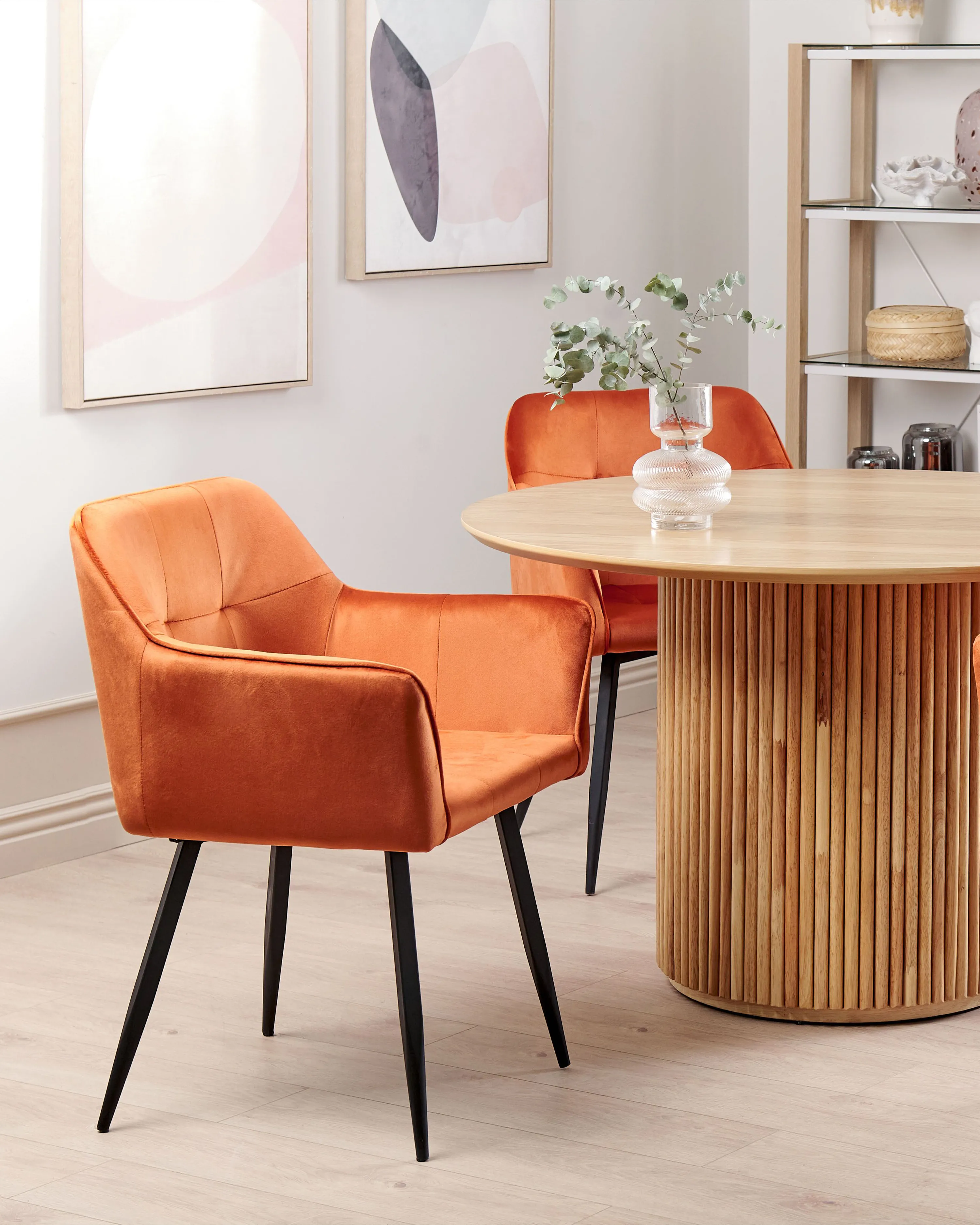 Set van 2 eetkamerstoelen JASMIN Fluweel Oranje