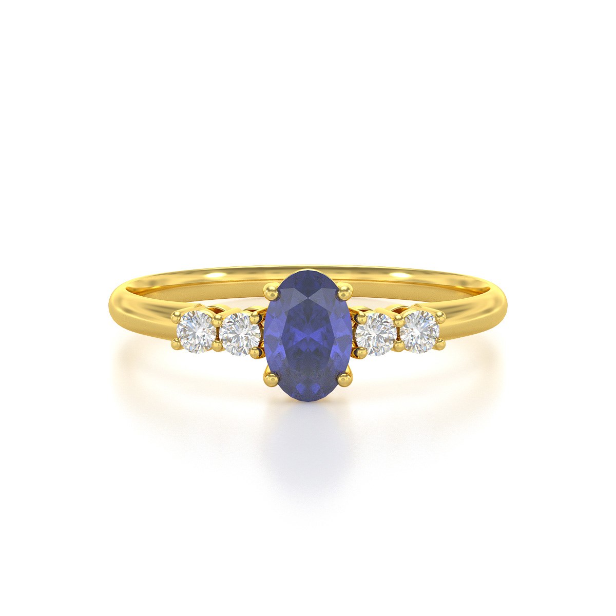 Bague ADEN Or 585 Jaune Tanzanite et diamants 1.6grs
