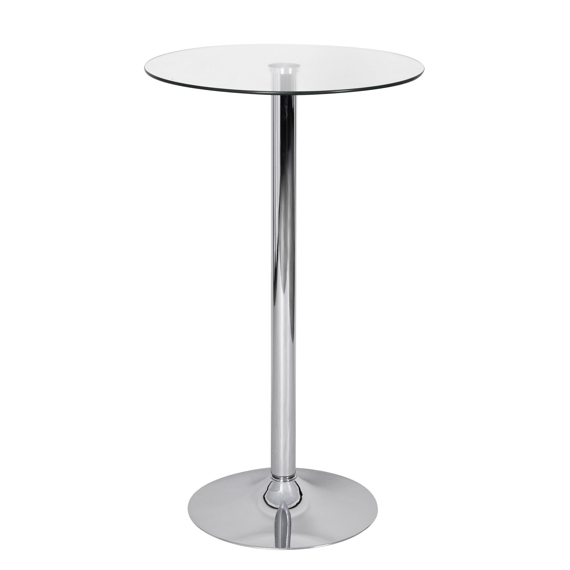 KADIMA DESIGN Glastisch mit 360° Drehfunktion: Sicherheitsglas, Trompetenfuß, Chrom, 60 cm Durchmesser.