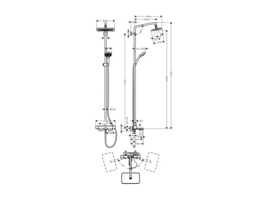 Colonne bain douche thermostatique HANSGROHE Croma E 280 chromée + nettoyant Briochin