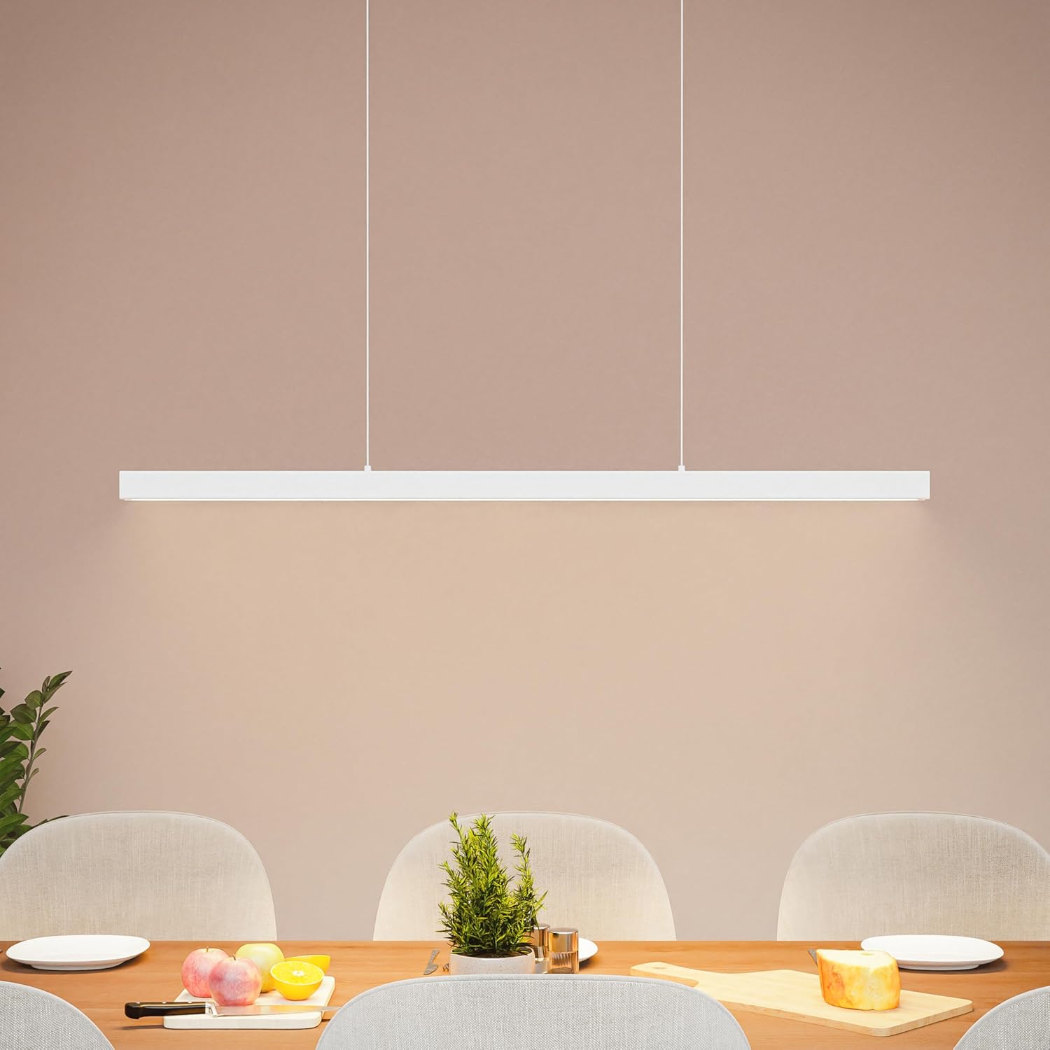 MATO LED Pendelleuchte Esstisch Höhenverstellbar Weiß - Lichtfarbe stufenlos einstellbar & dimmbar per Fernbedienung - 150cm Länge - Esstischlampe hängend, Esszimmerlampe, Hängelampe Esszimmer