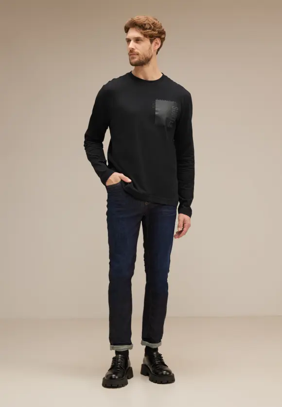 Langarmshirt mit Print - Black