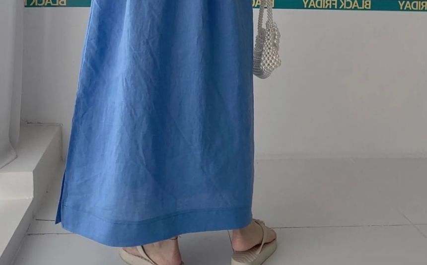 Coris - A-lijn T-shirtjurk met korte mouwen, trekkoord en split in de taille