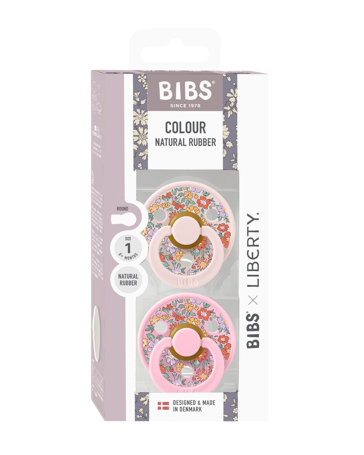 BIBS x Liberty Smokk 2pk, Round – Rund, Naturgummi