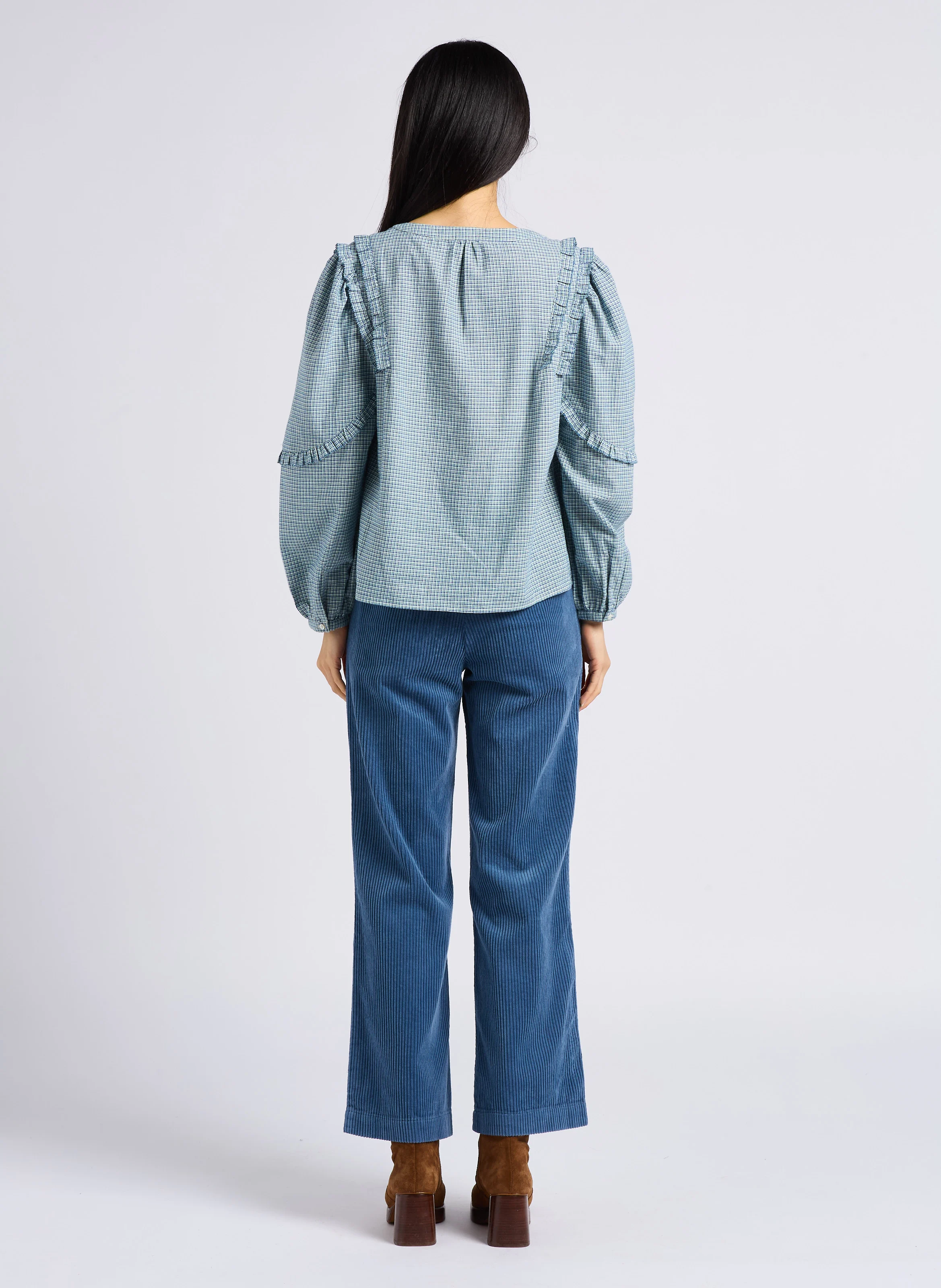 ANELLE - Pantalon en velours côtelé | Bleu