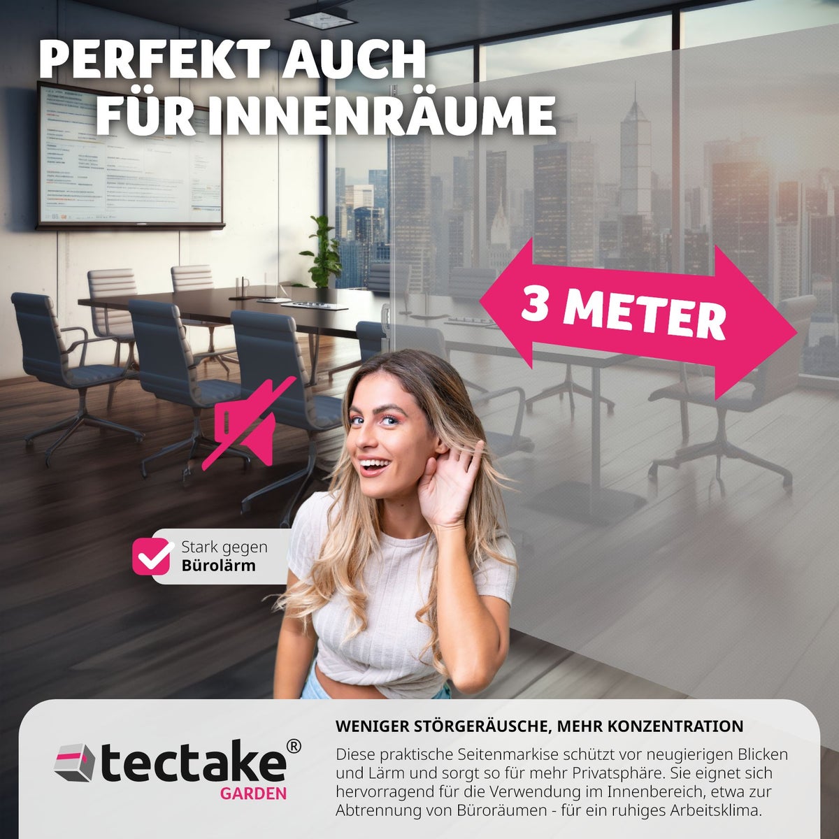 tectake aluminium zijluifel, 200 x 300 cm