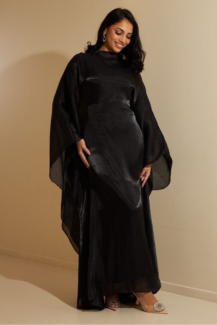 Ensemble 2 pièces robe + gilet à enfiler satiné noir
