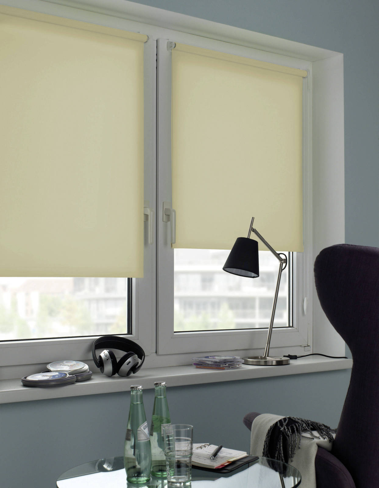Mini Klemmrollo - beige - 45x150 cm
