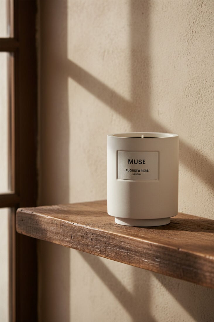 gebroken wit august & piers geurkaarsen muse 340gr - scented candle