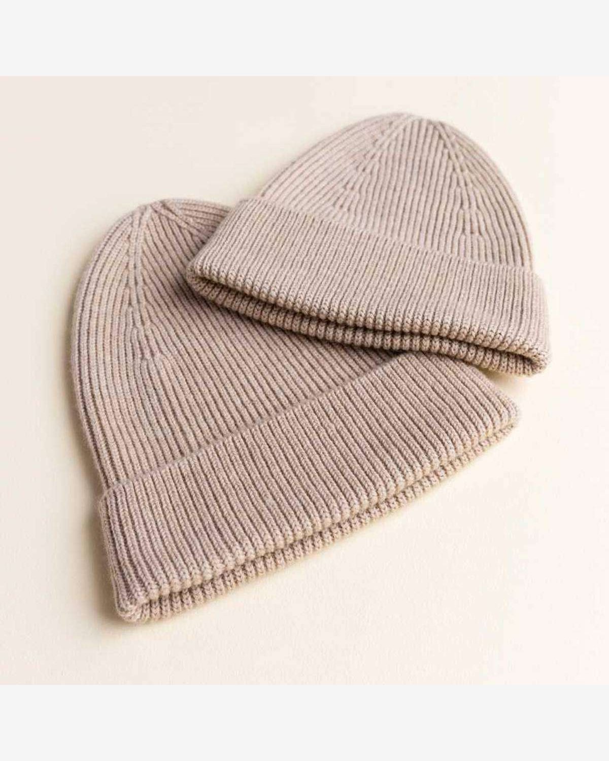 Ull Beanie barn – 100% Merino, Ubehandlet – Rib Lue Fonzie
