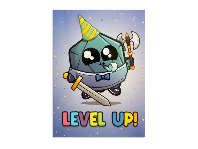 Glass Staff Geburtstagskarte Leveled Up Blau Grusskarte von RPG-Fans für RPG-Fans