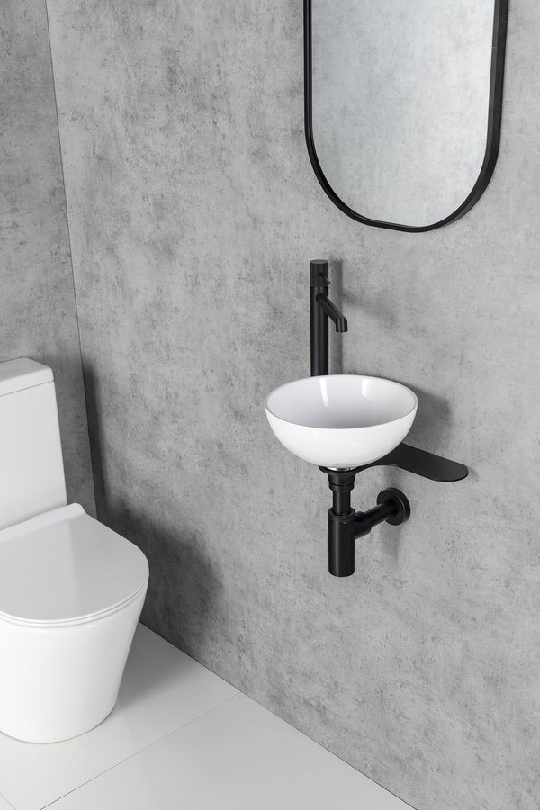 Sapho Minor toilet waskom beton 26cm roze met houder links
