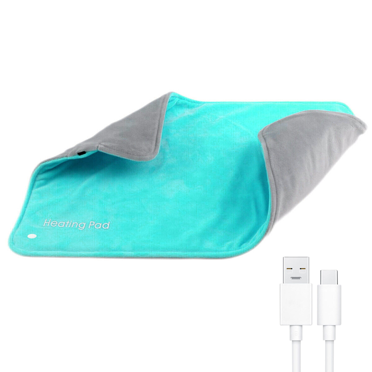 (30x60cm) Faltbares Heizkissen Elektrische USB Wärmedecke mit Druckknöpfen - Türkis / Grau
