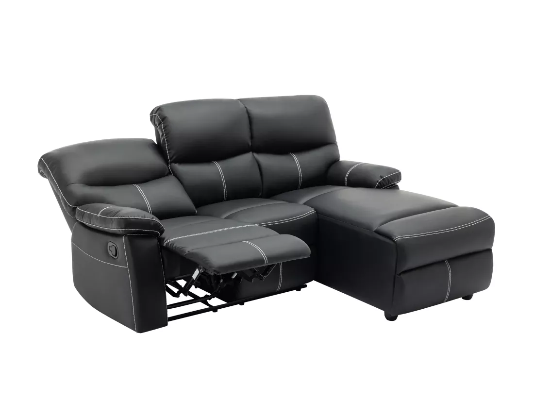 Canapé d'angle droit relax en simili noir CANBY