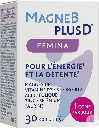 B+ Pharma MagneBplusD Femina Complément Alimentaire 30 Comprimés