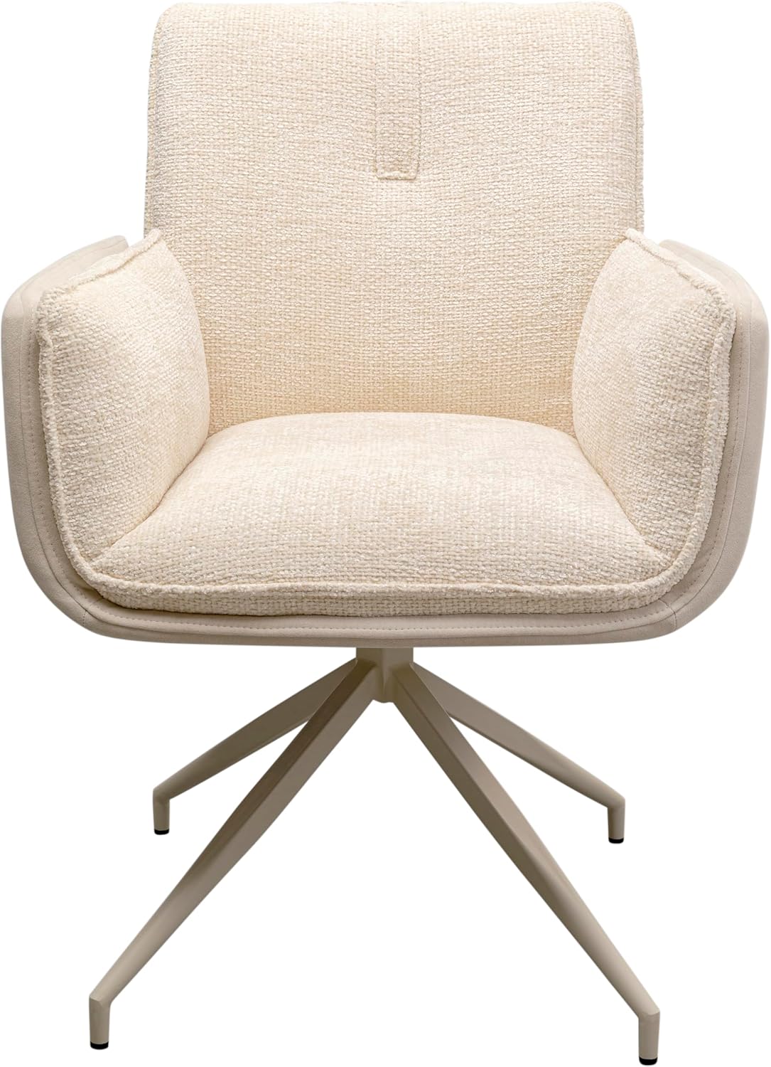 Kare Design Drehstuhl Hilla, Weiß, 49 cm Sitzhöhe, Esszimmerstuhl, Polsterstuhl, mit Armlehnen, 180 Grad Drehbar, Wohnzimmer, 86x63x64 cm (H/B/T)
